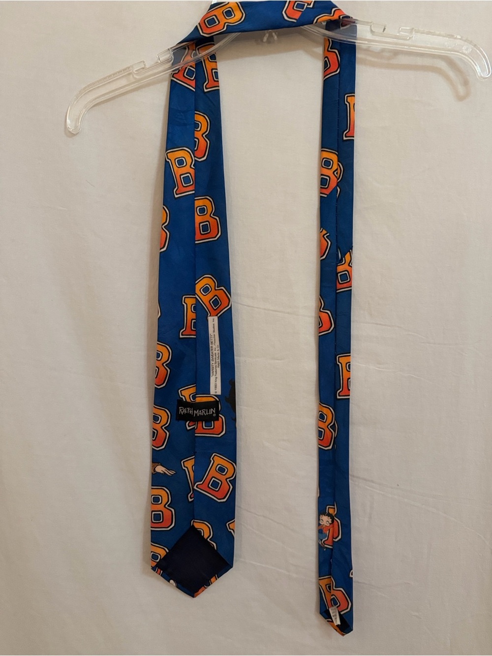 Betty Boop Varsity Sweater Necktie 1993 Ralph Marlin Blue - Picture 5 of 6